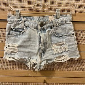 Levi light wash ripped jean shorts